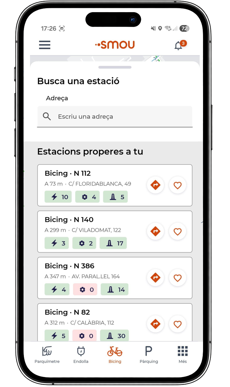 Bicing: T’ensenyem les estacions més properes a tu