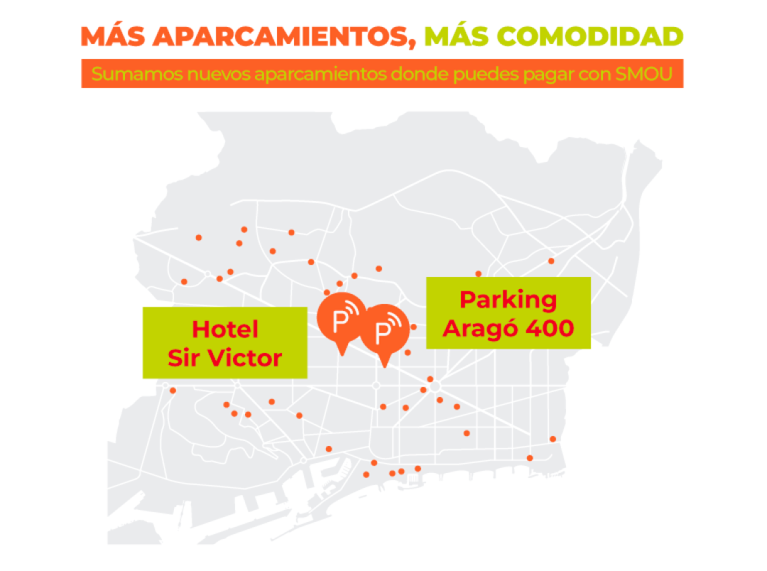 El parking Aragó 400 y el aparcamiento del Hotel Sir Victor se incorporan a SMOU